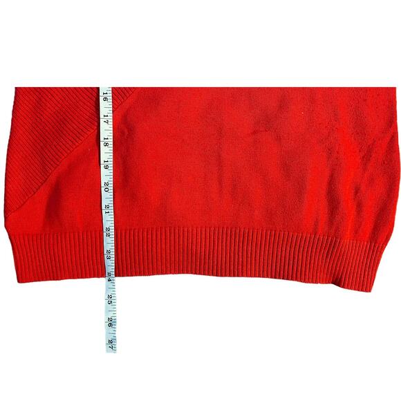 Cable & Gauge Red Ribbed Scoop Neck Sweater Womens Size M - Picture 8 of 9